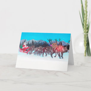 Teddies in the snow holiday card