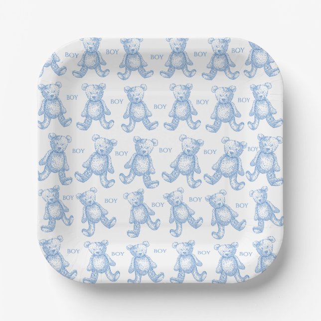 Teddy baby shower paper plates (Front)