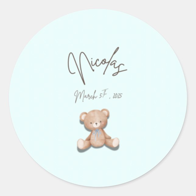  Teddy Baby Shower Stickers  (Front)