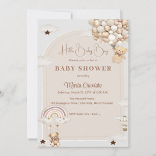 Teddy Balloon Baby Shower Invitation