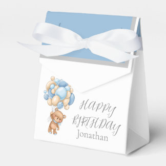 Teddy Balloon Bearly  Wait Birthday Boy Favour Box