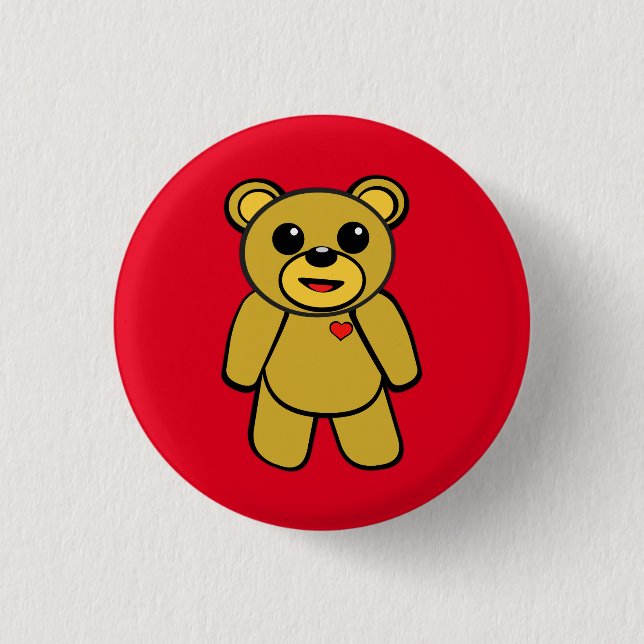 Teddy Bear 1 Inch Round Button (Front)