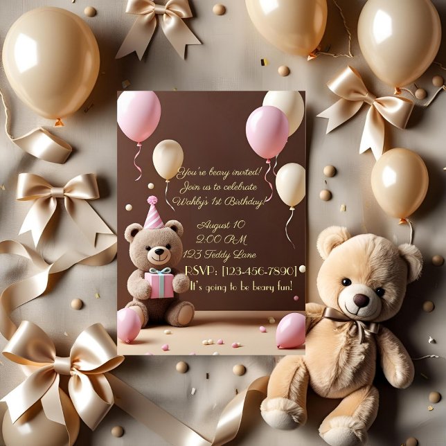 Teddy Bear 1er anniversaire Invitation pour garçon (Créateur téléchargé)