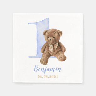 Teddy Bear 1st Birthday Napkins