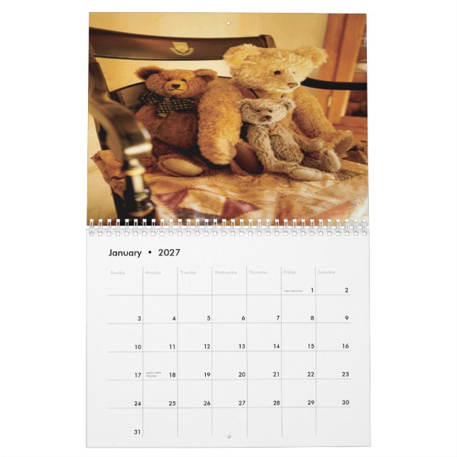 Teddy bear 2013 calendar (Jan 2027)