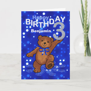 Teddy Bear 3rd Birthday for Boy Card