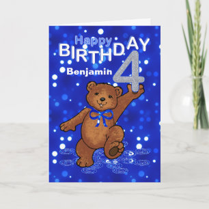 Teddy Bear 4th Birthday for Boy Card