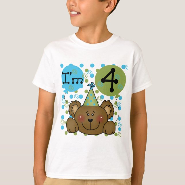 Teddy Bear 4th Birthday T-shirts et cadeaux (Devant)