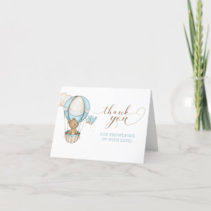 Teddy Bear Air Hot Balloon Baby Shower Thank you Card