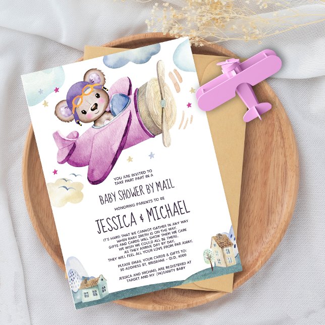 Teddy Bear Airplane | Baby Shower by Mail Invitation (Creator Uploaded)
