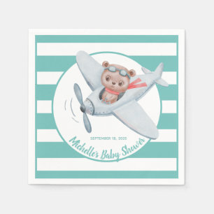 Teddy Bear Airplane Baby Shower Gender Neutral Napkin