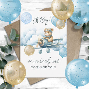 Teddy Bear Airplane Balloon Thank You Card