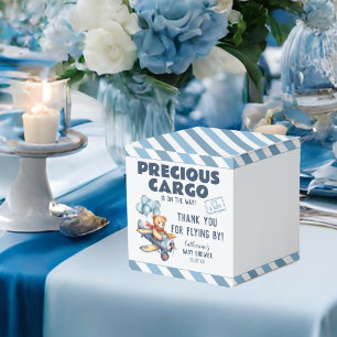 Teddy Bear Airplane Balloons Boy Baby Shower Favor Box