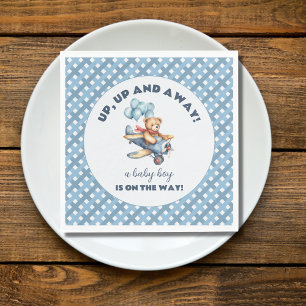 Teddy Bear Airplane Balloons Boy Baby Shower Napkin
