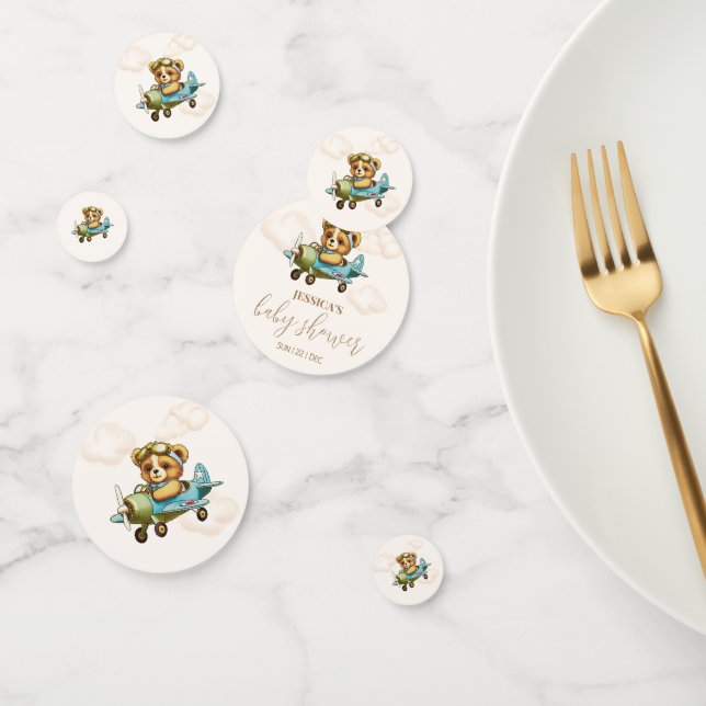 Teddy Bear Airplane Pilot Baby Shower Confetti (Group)