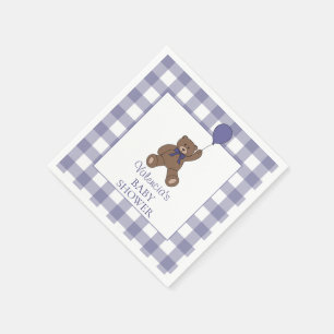 Teddy Bear and Balloon Purple Baby Shower Napkin