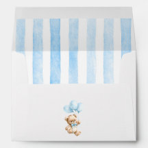 Teddy Bear and Blue Balloons Boy Baby Shower