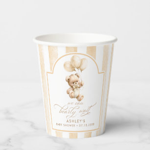 Teddy Bear and Brown Balloons Cute Baby Shower Paper Cups