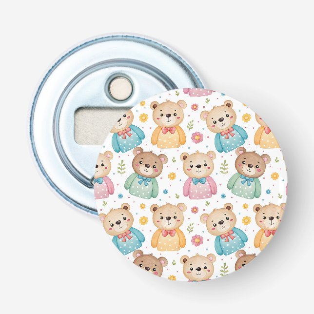 Teddy bear and flowers bottle opener (Front)