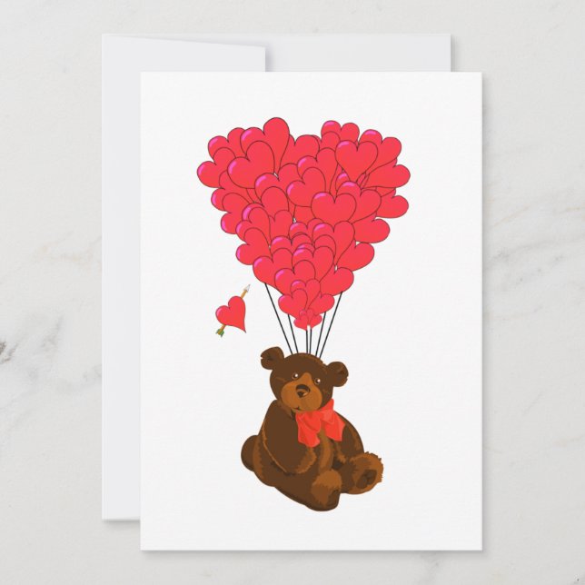 Teddy bear and  heart balloons (Front)