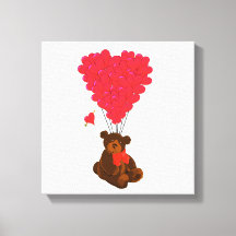 Teddy bear and  heart balloons