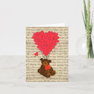 Teddy bear and heart holiday card
