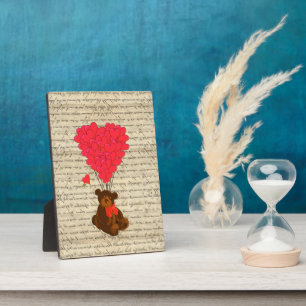 Teddy bear and heart plaque