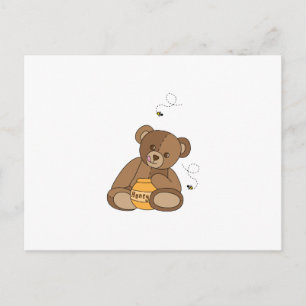 Teddy Bear And Honey Postcard