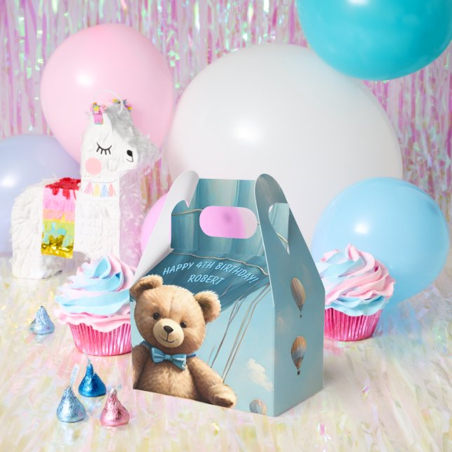 Teddy Bear and Hot Air Balloons Favor Box (Party)