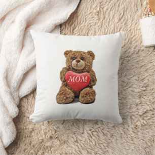 Teddy Bear and personalized Heart Throw Pillow