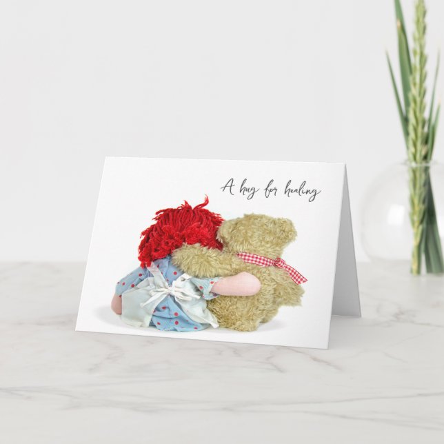 Teddy Bear and Rag Doll Get Well Soon  Card (Front)