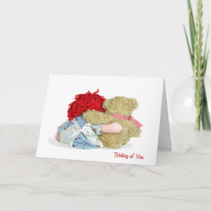 Teddy Bear and Rag Doll Thinking of You Card