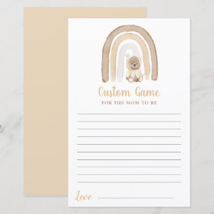 Teddy bear and Rainbow Baby Shower Custom Game