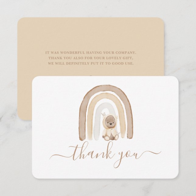 Teddy Bear and Rainbow thank you card (Front/Back)