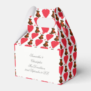 Teddy bear and red love heart wedding favor box