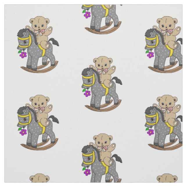 Teddy Bear and Rocking Horse Fabric (Swatch)