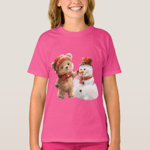 Teddy Bear and Snowman T-Shirt