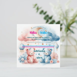Teddy Bear and Stars Gender Reveal Custom  Save The Date