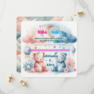 Teddy Bear and Stars Gender Reveal Custom Save The Date