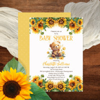 Teddy Bear and Sunflowers Girl Baby Shower