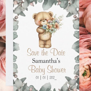Teddy Bear Aquarelle Blanc la carte postale Date