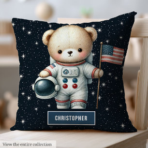 Teddy Bear Astronaut Baby Boy Coussin Nursery Déco