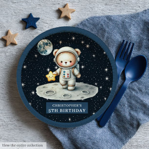 Teddy Bear Astronaut Baby Boy Shower Custom Plates