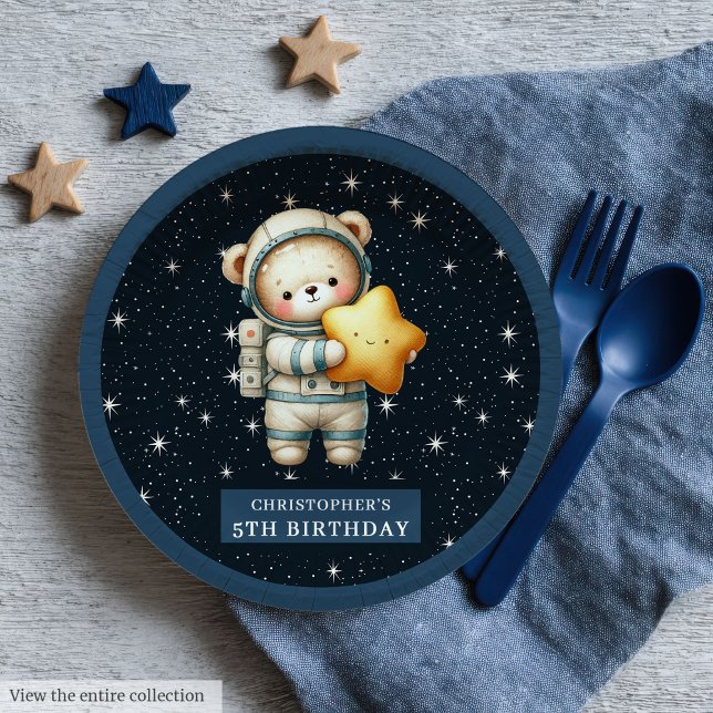 Teddy Bear Astronaut Baby Shower Celebration Plate (Teddy Bear Astronaut Baby Shower Celebration Plates)