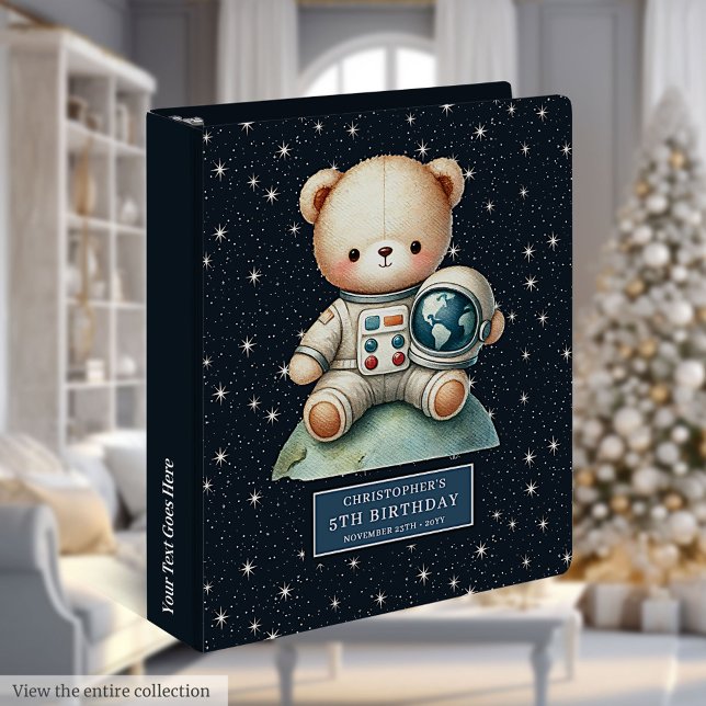 Teddy Bear Astronaut Baby Shower Personalized Book Binder (Teddy Bear Astronaut Baby Shower Personalized Book 3 ring binder)