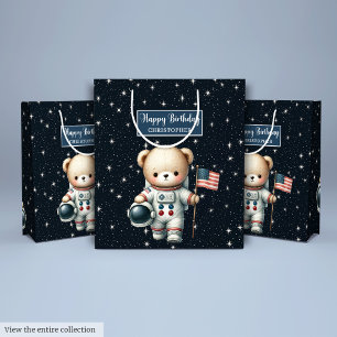 Teddy Bear Astronaut Gift Bag for Birthday Boy