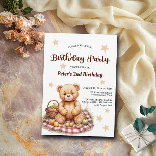 Teddy Bear at Picnic 2nd Birthday Party Invitation