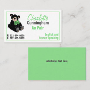 Teddy Bear Au Pair Carte de visite personnalisé