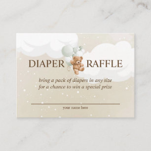 Teddy Bear avec Balloons Sage Carte Raffin