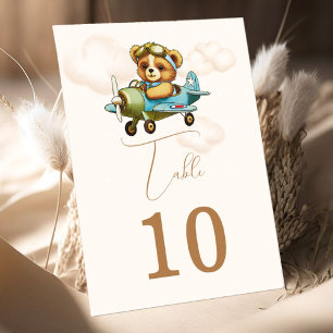 Teddy Bear Baby Airplane Pilot Table Number